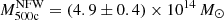 $ M_{\mathrm{500c}}^{\mathrm{NFW}}= (4.9\pm 0.4) \times 10^{14}\,M_{\odot} $