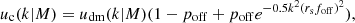 $$ \begin{aligned} u_{\rm c}(k|M) = u_{\rm dm}(k|M) (1-p_{\rm off} + p_{\rm off}e^{-0.5k^2(r_{\rm s} f_{\mathrm{off}})^2}), \end{aligned} $$