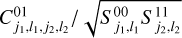 ${{C_{{j_1},{l_1},{j_2},{l_2}}^{01}} \mathord{\left/ {\vphantom {{C_{{j_1},{l_1},{j_2},{l_2}}^{01}} {\sqrt {S_{{j_1},{l_1}}^{00}S_{{j_2},{l_2}}^{11}} }}} \right. \kern-\nulldelimiterspace} {\sqrt {S_{{j_1},{l_1}}^{00}S_{{j_2},{l_2}}^{11}} }}$