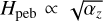 ${H_{{\rm{peb}}}} \propto \sqrt {{\alpha _z}} $