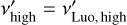 ${v'_{{\rm{high}}}} = {v'_{{\rm{Luo,high}}}}$