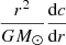 $ \frac{r^{2}}{GM_{\odot}}\frac{\mathrm{d}c}{\mathrm{d}r} $