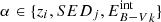$ \alpha\in \{z_i, {SED}_j, {E_{B-V}^{\mathrm{int}}}_k\} $