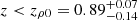 $ z < z_{\mathrm{\rho0}} = 0.89^{+0.07}_{-0.14} $