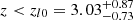 $ z < z_{l0}=3.03^{+0.87}_{-0.73} $