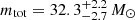 $ m_{\mathrm{tot}}= 32.3^{+2.2}_{-2.7}\,M_{\odot} $