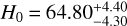${H_0} = 64.80_{ - 4.30}^{ + 4.40}$