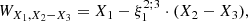 $$ \begin{aligned} W_{X_1,X_2-X_3} = X_1 -\xi ^{2;3}_1\cdot (X_2 - X_3), \end{aligned} $$