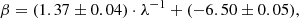 $$ \begin{aligned} \beta = (1.37\pm 0.04)\cdot \lambda ^{-1} + (-6.50\pm 0.05), \end{aligned} $$