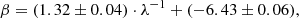 $$ \begin{aligned} \beta = (1.32\pm 0.04)\cdot \lambda ^{-1} + (-6.43\pm 0.06), \end{aligned} $$