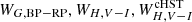 $ W_{G, \mathrm{BP-RP}},W_{H, V-I},W_{H, V-I}^{\mathrm{cHST}} $