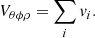 $$ \begin{aligned} V_{\theta \phi \rho } = \sum _i v_{i}. \end{aligned} $$
