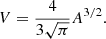 $$ \begin{aligned} V = \frac{4}{3 \sqrt{\pi }} A^{3/2}. \end{aligned} $$