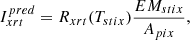 $$ \begin{aligned} I_{xrt}^{pred} = R_{xrt}(T_{stix}) \frac{EM_{stix}}{A_{pix}}, \end{aligned} $$