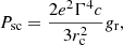 $$ \begin{aligned} P_{\rm sc} = \frac{2 e^2 \Gamma ^4 c}{3 r_{\rm c}^2} g_{\rm r}, \end{aligned} $$
