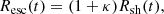 $$ \begin{aligned} R_{\rm esc}(t) = (1 + \kappa ) R_{\rm sh}(t), \end{aligned} $$