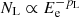 $ N_{\rm L} \propto E_{\rm e}^{-p_{\rm L}} $