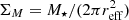 $ \Sigma_{M} = M_{\star} / (2 \pi r_{\mathrm{eff}}^{2}) $