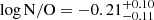 $ \log \mathrm{N/O} = -0.21^{+0.10}_{-0.11} $