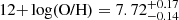 $ {12{+}\log(\text{O/H})}=7.72^{+0.17}_{-0.14} $