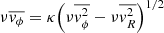 $ \nu \overline{{v}_\phi} = \kappa \Big(\nu\overline{{v}_\phi^2} - \nu\overline{{v}_R^2}\Big)^{1/2} $