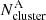 $ N_{\mathrm{cluster}}^{\mathrm{A}} $