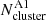 $ N^{\mathrm{A1}}_{\mathrm{cluster}} $