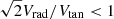 $ \sqrt{2}V_{\mathrm{rad}}/V_{\mathrm{tan}} < 1 $