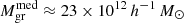 $ M^{\mathrm{med}}_{\mathrm{gr}} \approx 23 \times10^{12}\,h^{-1}\,M_{{\odot}} $
