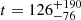 $ t = 126^{+190}_{-76} $