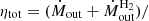 $ \eta_{\mathrm{tot}} = ({\dot{M}}_{\mathrm{out}} + {\dot{M}}_{\mathrm{out}}^{\mathrm{H}_2})/ $