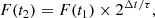 $$ \begin{aligned} F(t_{2}) = F(t_{1})\times 2^{\Delta t/\tau }, \end{aligned} $$