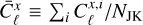$\bar C_\ell ^x \equiv {\sum _i}C_\ell ^{x,i}/{N_{{\rm{JK}}}}$
