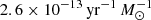 $ 2.6\times10^{-13}\, \mathrm{yr}^{-1}\, {M}_{\odot}^{-1} $