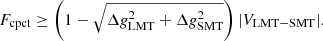 $$ \begin{aligned} F_{\mathrm{cpct}} \ge \left(1-\sqrt{\Delta { g}_{\mathrm{LMT}}^2+\Delta { g}_{\mathrm{SMT}}^2}\right)|V_{\mathrm{LMT-SMT}}|. \end{aligned} $$