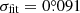 $ \sigma_{\mathrm{fit}} = 0{{\overset{\circ}{.}}}091 $