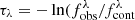 $ \tau_\lambda =-\ln(f_{\mathrm{obs}}^{\lambda}/f_{\mathrm{cont}}^{\lambda} $