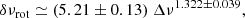 $$ \begin{aligned} \delta \nu _{\rm rot} \simeq (5.21 \pm 0.13)\ \Delta \nu ^{1.322 \pm 0.039}, \end{aligned} $$