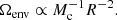$$ \begin{aligned} \Omega _{\rm env} \propto M_{\rm c}^{-1} R^{-2}. \end{aligned} $$