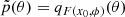 $ \tilde p(\theta) = q_{F(x_0,\phi)}(\theta) $