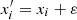 $ x_i^\prime=x_i+\varepsilon $