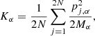 $$ \begin{aligned} K_{\alpha } = \frac{1}{2N}\sum _{j=1}^{2N} \frac{p_{j,\alpha }^2}{2M_{\alpha }}, \end{aligned} $$