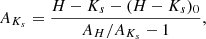 $$ \begin{aligned} A_{K_s} = \frac{H-K_s-(H-K_s)_0}{A_H/A_{K_s}-1},\end{aligned} $$