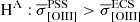 $ \mathrm{H}^{\mathrm{A}}: \overline{\sigma}_{\mathrm{[OIII]}}^{\mathrm{PSS}} > \overline{\sigma}_{\mathrm{[OIII]}}^{\mathrm{ECS}} $