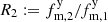 $ R_2 := f_{\mathrm{m,2}}^{\mathrm{y}}/f_{\mathrm{m,1}}^{\mathrm{y}} $