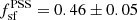 $ f_{\mathrm{sf}}^{\mathrm{PSS}} = 0.46\pm 0.05 $