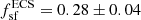 $ f_{\mathrm{sf}}^{\mathrm{ECS}} = 0.28\pm 0.04 $