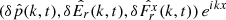 $ (\delta \hat{p}(k,t), \delta \hat{E_r}(k,t), \delta \hat{F^x_r}(k,t))\, e^{ikx} $