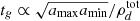 $ t_g\propto \sqrt{a_{\mathrm{max}}a_{\mathrm{min}}}/\rho_d^{\mathrm{tot}} $