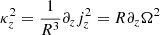 $ \kappa^2_z=\frac{1}{R^3}\partial_z j_z^2=R \partial_z \Omega^2 $